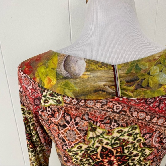Eva & Claudi Long Sleeve Top S-M? Colorful Floral Fruit Mixed Print Whimsical - Picture 14 of 15